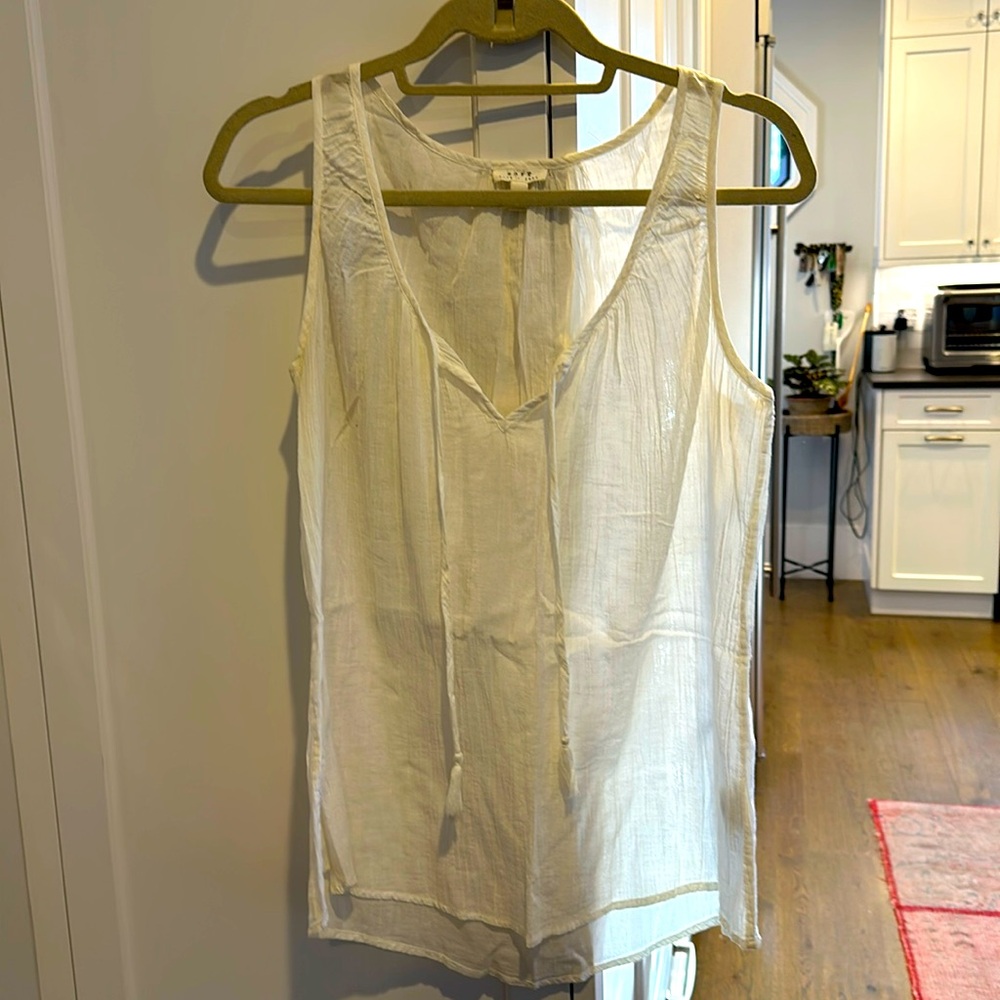 Joie “soft”Women’s Sheer White sleeveless cotton blouse